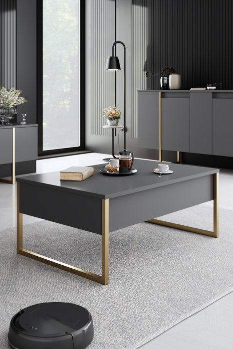 Hanah Home Conjunto de muebles de salón Luxe, Antracita y Oro
